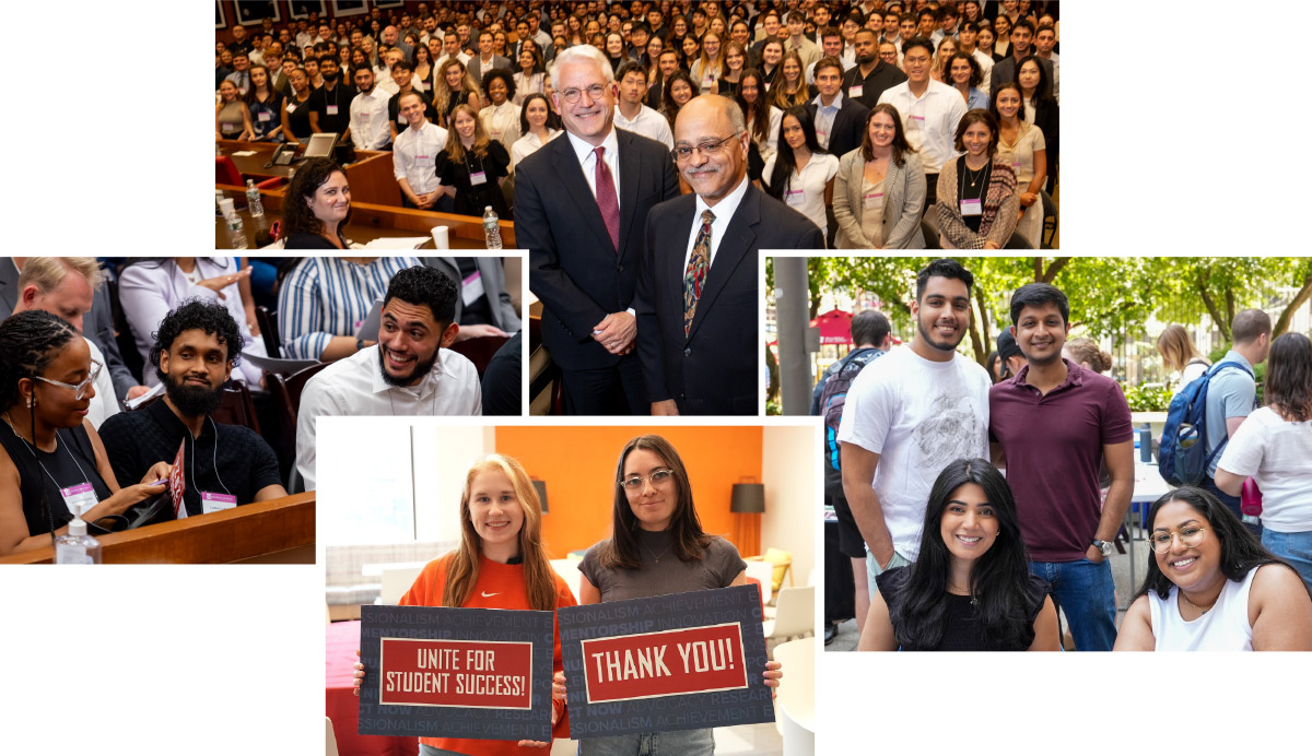 photos of dean, faculty, and students